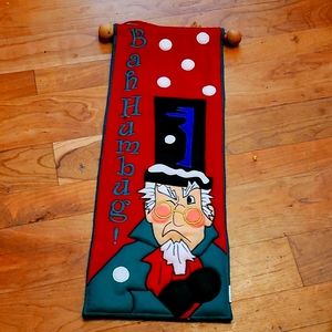 Christmas Wall Hanging with Scrooge on it saying Bah Humbug
